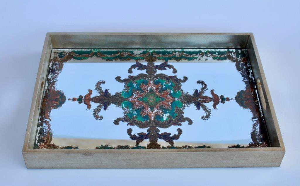 Rectangular Mirror Turquoise Tray